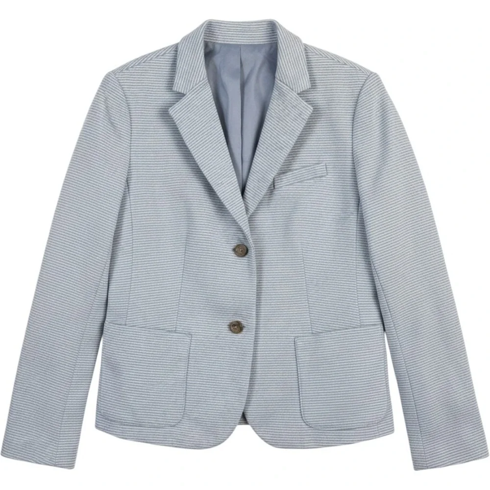 Gap Academy Blazer Womens 10 Blue White Stripe Knit Jacket Preppy Career